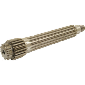 A Main Shaft by Sparex, similar to a Shaft Transmission, features a cylindrical shape with multiple gear teeth along its length and a threaded end on one side. This component is identified under Sparex Part No.S.59102.