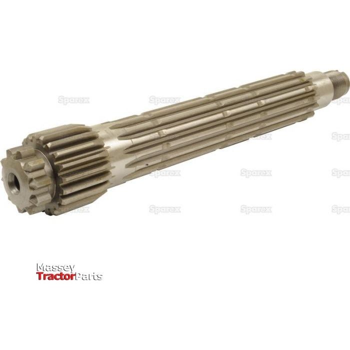 A metal tractor shaft part with a gear on one end, labeled "Sparex Main Shaft | Sparex Part No.S.59102," featuring precision oil holes for optimal lubrication.