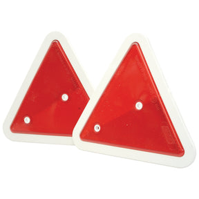 Two Sparex Triangle Reflectors (Red) 180mm from Agripak, each featuring a white border and three mounting holes.