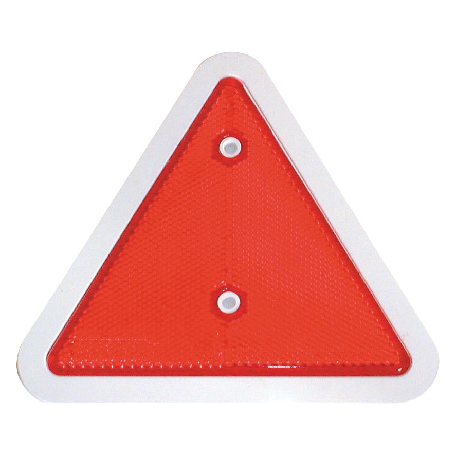 Image of a Sparex Triangle Reflector (Red) 180mm (Sparex Part No.S.3846) featuring a white border and two circular holes, available in a pack of two (Agripak).