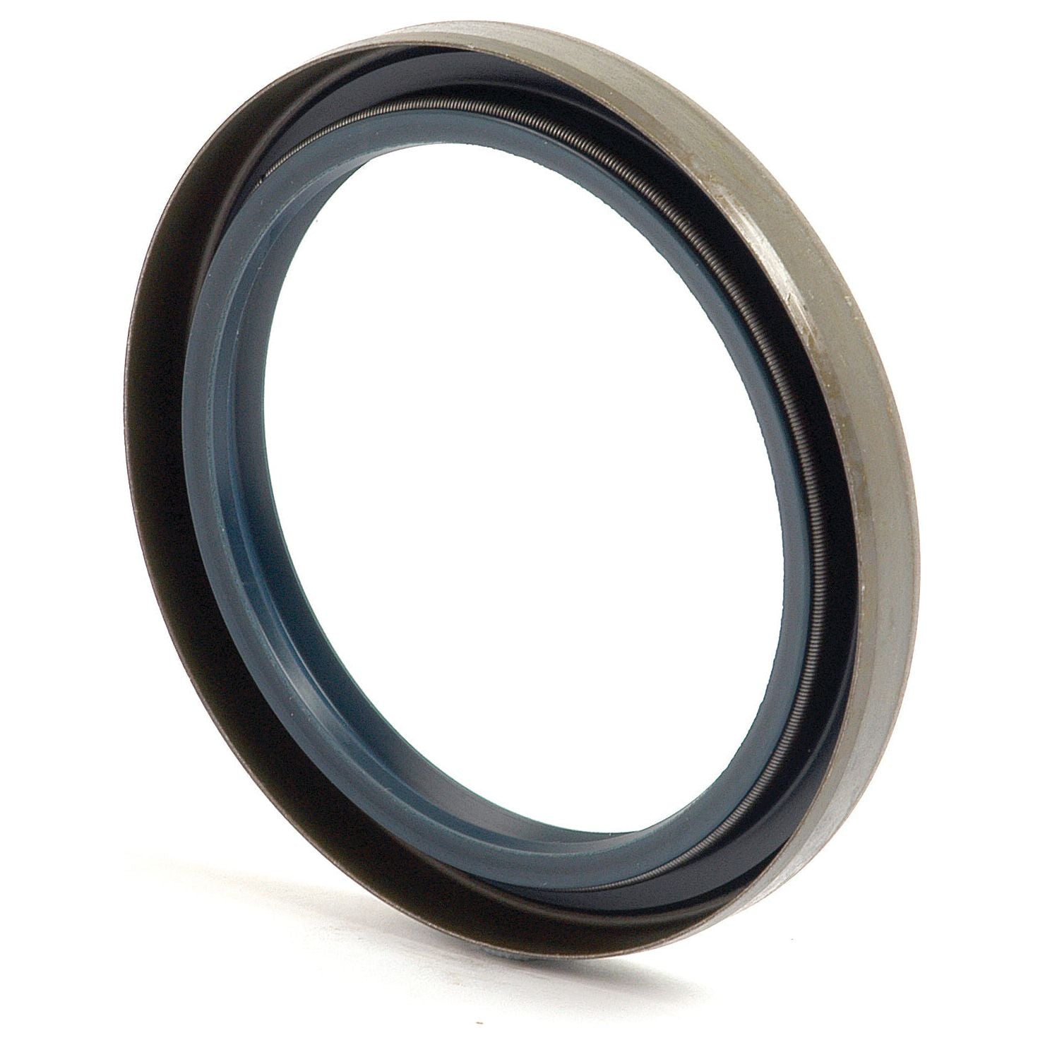 The Sparex Trunion Seal, with part number S.58973, is a metal and rubber component with a circular, slightly convex shape designed to prevent leaks in machinery such as PUMA and Case IH equipment.
