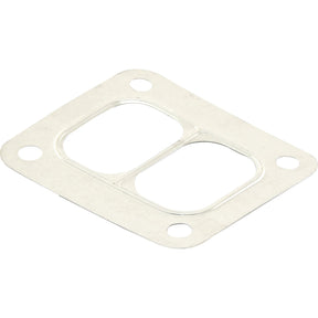 The Sparex Turbo Gasket (4045, 6068) | Sparex Part No. S.144310 is a flat, square gasket with four bolt holes and two rectangular cutouts in the center, making it ideal for use in John Deere machinery.