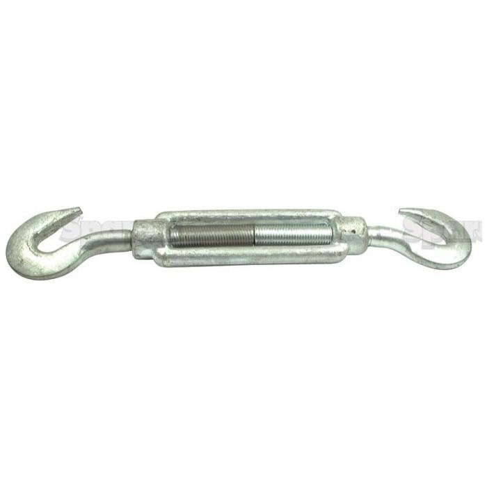 A Sparex Turnbuckle - Hook/Hook, designed for tensioning and adjusting links in a chain or cable system, featuring a diameter of M12 and meeting DIN 1480 standards, model S.21063.