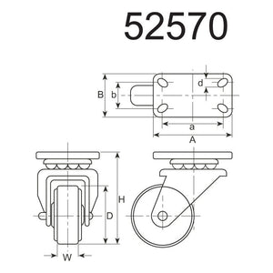 Turning Rubber Castor Wheel - Capacity: 50kgs, Wheel⌀: 80mm
 - S.52570 - Farming Parts