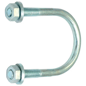 Introducing the U Bolt - M10x76mm Length: 105mm, Sparex Part No.S.11537 from Sparex NLA, a metal U-bolt with threaded ends that comes complete with two attached hex nuts and washers.