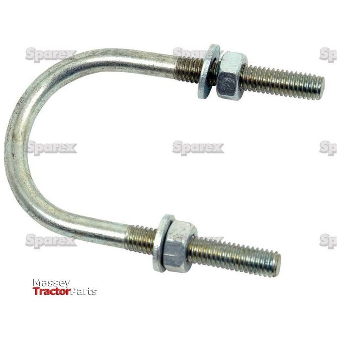 A Sparex U Bolt-M8x27mm (Sparex Part No.S.3140) with an overall length of 55mm, including nuts and washers on its threaded ends. The image background displays text indicating the Sparex brand.