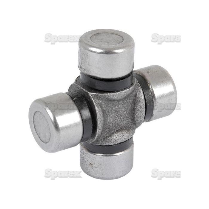 A Sparex Universal Joint - 16 x 40mm (Standard Duty), featuring four cylindrical bearings arranged in a cross shape and finished in a sleek silver color, identified as Sparex Part No. S.2494.