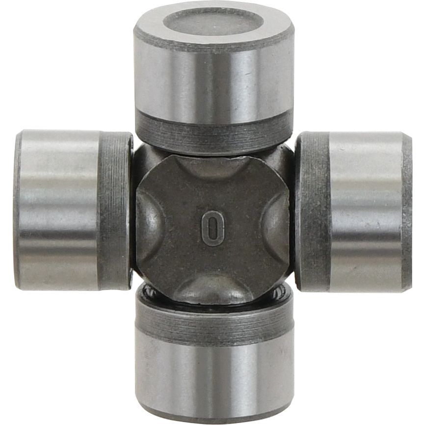 The Sparex Universal Joint - 22 x 54mm (Standard Duty) (Sparex Part No.S.2498) features a metallic construction with four cylindrical bearings, each positioned at 90-degree angles from the central cross-shaped component. This design ensures precise compatibility and robust performance.