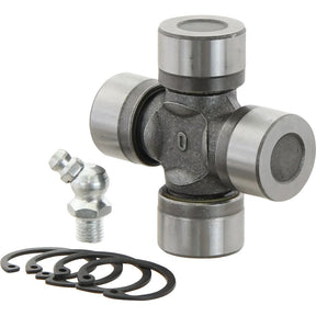 A Sparex Universal Joint - 23.8 x 61.2mm (Standard Duty) with four bearings, a grease fitting, and accompanied by four retaining clips (Sparex Part No.S.2447).