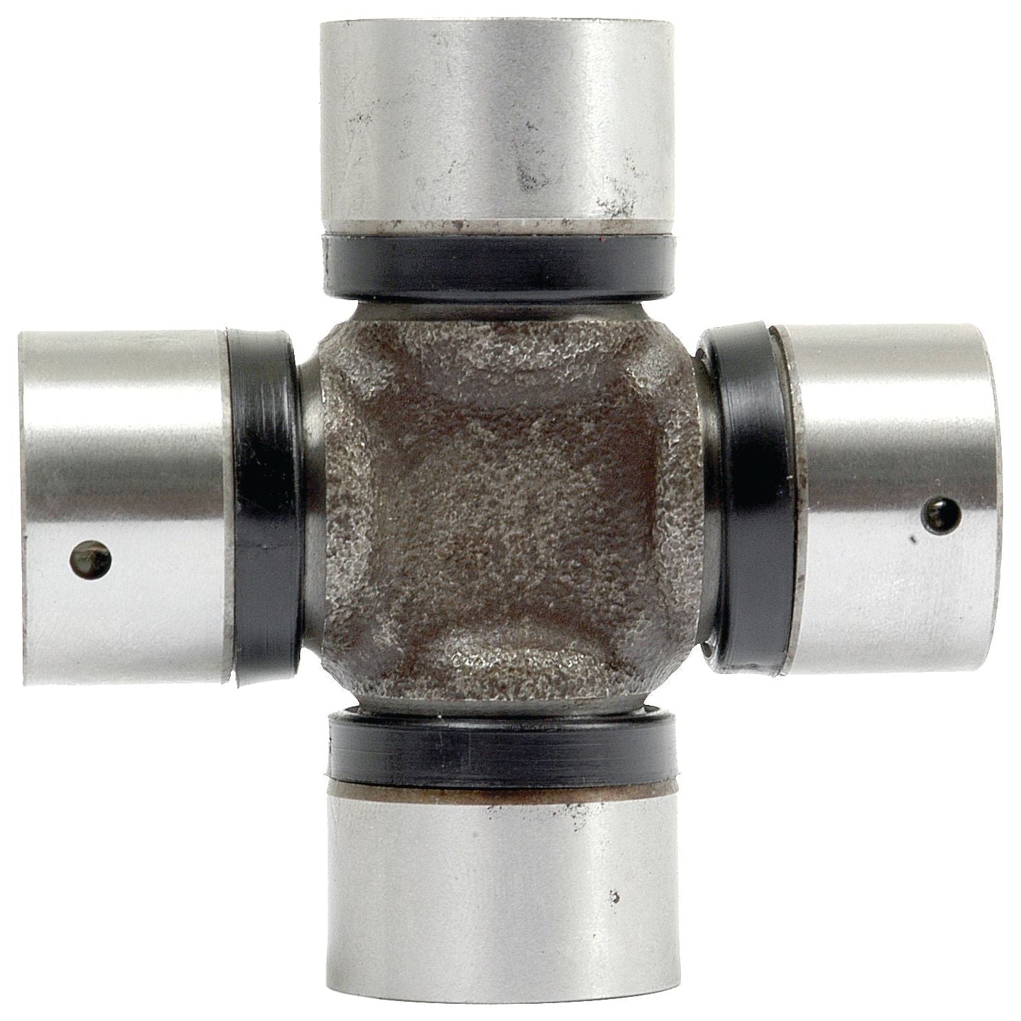 The Sparex Universal Joint 27.0 x 70.5mm (Part No. S.33614) for Fendt FARMER is a robust component that features four cylindrical bearings arranged in a precise cross formation.