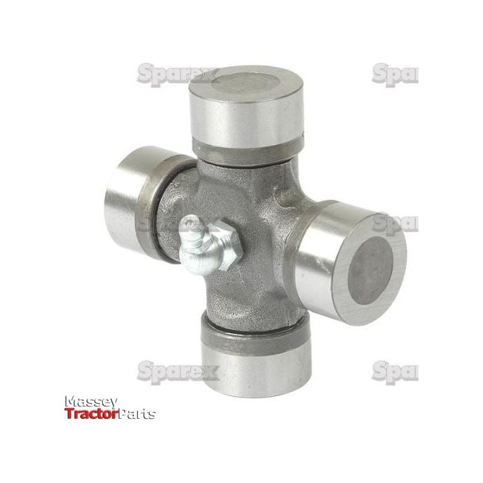 The Sparex Universal Joint - 27 x 70mm (Standard Duty), identified by Sparex Part No. S.2445, is a meticulously engineered metal component that features four cylindrical arms extending from a central hub, designed for efficiently transferring rotational motion in machinery. This universal joint by Sparex exemplifies precision engineering at its finest.