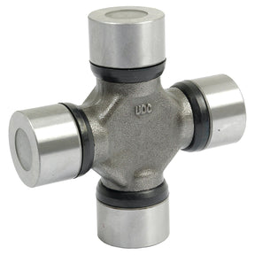 Image of the Sparex Universal Joint 30.13 x 92mm, Sparex Part No. S.22507, featuring four cylindrical bearings extending from a central cross-shaped hub, suitable for Massey Ferguson equipment.