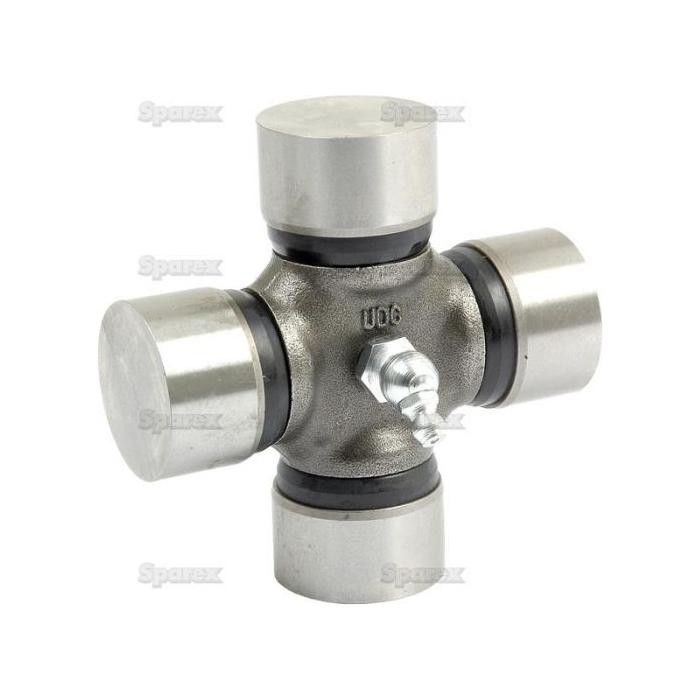 A Sparex Universal Joint 32 x 86.15mm (Sparex Part No.S.57449) with four cylindrical caps, each sealed with rubber, shown against a plain white background. Perfect for Ford New Holland or ZF Axle applications.