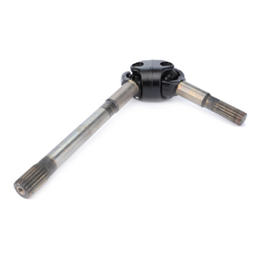A double spline drive shaft featuring a central black coupling and metallic extensions on both ends, compatible with Massey Ferguson 200 Series and 300 Series, available as AGCO's product: Massey Ferguson - Universal Joint - 3429990M91.