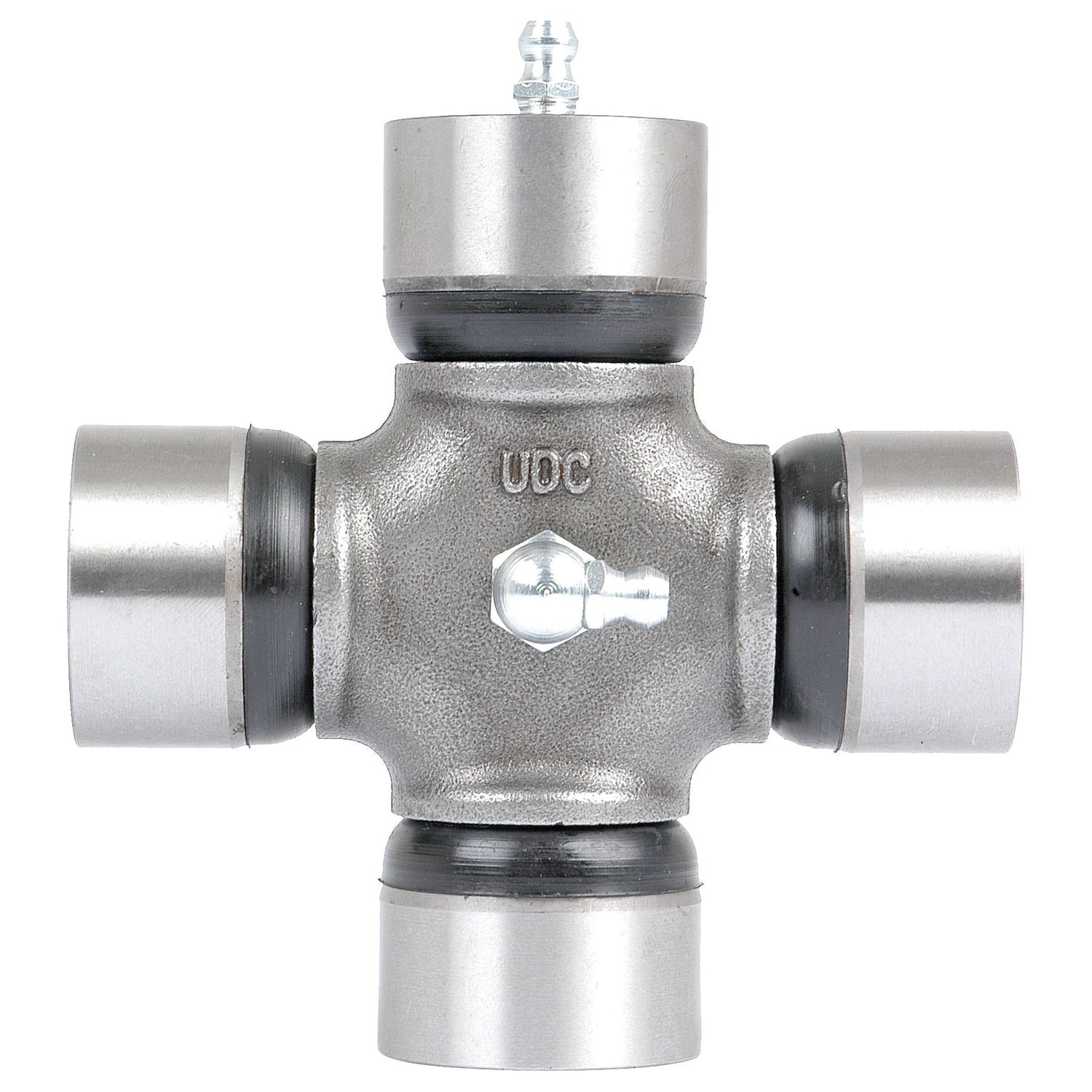 Image of a Sparex Universal Joint 34 x 97.0mm (Sparex Part No.S.13905) in a silver color, typically used in automotive driveshafts, with "UDC" inscribed on its central body.