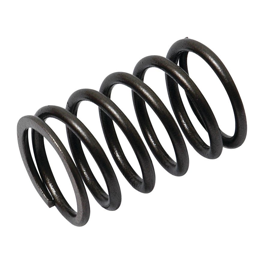 A black coiled metal spring with five complete turns, resembling the Sparex Valve Spring - Inner (Sparex Part No. S.40498) used in Massey Ferguson tractors.