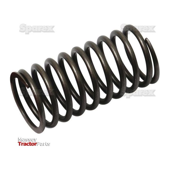 A coiled metal spring is shown with the words "Sparex" faintly printed multiple times in the background. The bottom left corner features the "Massey Tractor Parts" logo. This spring could easily be identified as the Valve Spring - Outer (Sparex Part No.S.57609), suitable for use in Case IH machinery.