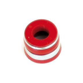 The Sparex Valve Stem Seal (Part No. S.30082) is a durable and precise red and silver metal component featuring a cylindrical shape and a central threaded hole, designed for compatibility with International Harvester equipment.