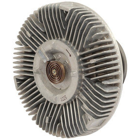 A metal automotive part with a circular, finned design and a central coil, such as the Viscous Fan Drive by Sparex (Part No. S.104813), used for cooling purposes.