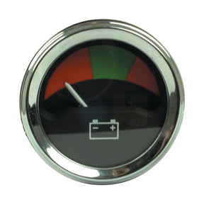 The Sparex voltmeter (Sparex Part No. S.41061) resembles a round gauge with a battery icon, displaying charge levels from red (low) to green (full). The needle on the voltmeter is currently pointing to an empty or low state in the red zone. This display with scale could be ideal for monitoring Massey Ferguson machinery.