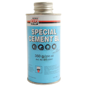 A metal can of "Vulcanising Cement 225g" from the Sparex brand, containing 225g/250ml of Vulcanising Cement. The label is light blue with product instructions and safety icons, indicating it is non-inflammable.