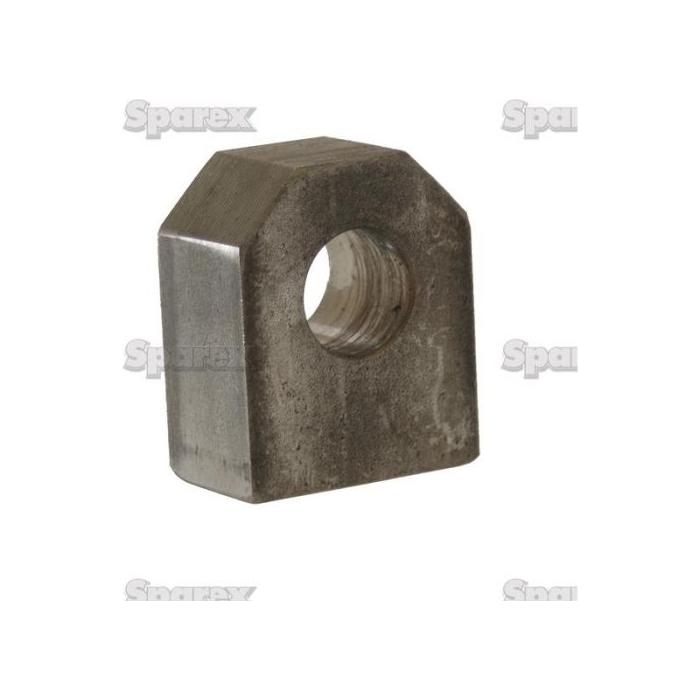 A hexagonal metal block featuring a central threaded hole, branded with "Sparex" in the background, identified as WELD-ON EYE 25MM (Sparex Part No. S.31212). Detailed product specifications ensure optimal performance and compatibility.