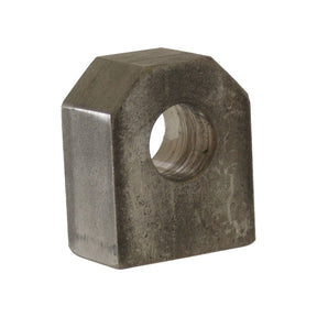 A metal, hexagonal block with a central circular hole, meeting Sparex product specifications for the WELD-ON EYE 25MM | Sparex Part No. S.31212.