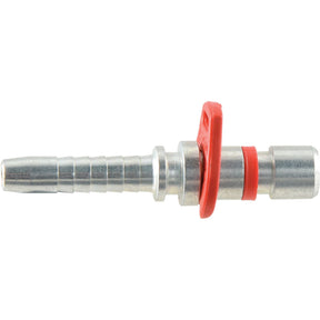A Sparex WEO Hose Insert (Ref. 147100404 | Part No.S.151481) metal hose connector with a ribbed nozzle and a red plastic tag, compatible with CEJN WEO Hose Insert systems.