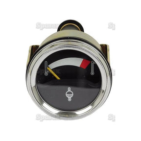 A black and chrome water temperature gauge from Sparex, similar in design to a classic Case IH, with a needle indicating the red empty portion.