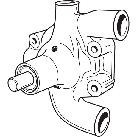 Line drawing of the Water Pump Assembly (Sparex Part No. S.40035) from Sparex, featuring a cylindrical inlet and outlet, an impeller inside, and mounting holes on both sides.