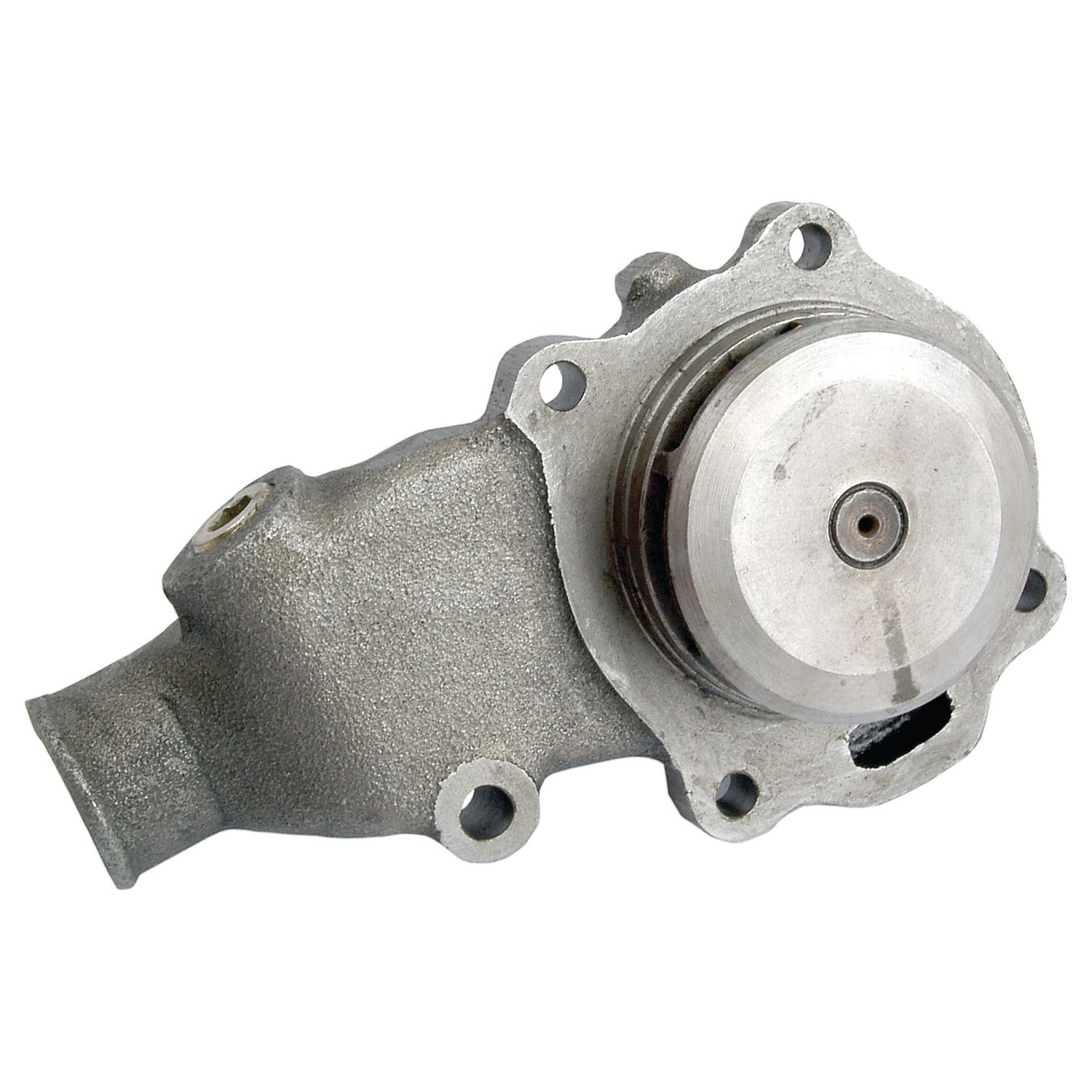 A metal automotive water pump housing with a circular central section, multiple mounting holes, and compatibility with the Perkins Build List is known as the Water Pump Assembly (Sparex Part No. S.40037) from the brand Sparex.