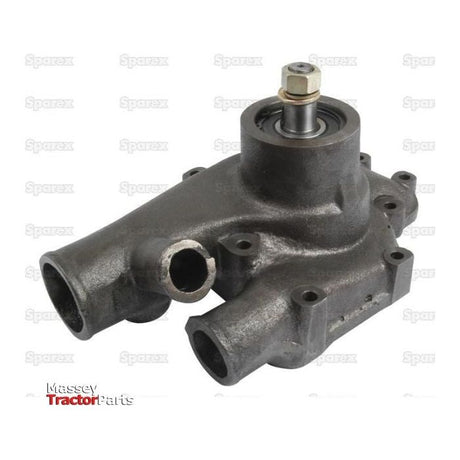 A metal water pump assembly for a tractor, Sparex Part No.S.43630, featuring multiple ports and mounting holes, branded with the "Sparex" logo in the background, compatible with Massey Ferguson and Landini U5MW0132 models.