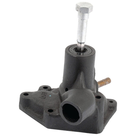 The Water Pump Assembly (Sparex Part No. S.62297) by Sparex is a metal mechanical component compatible with the White Oliver 1250, featuring a hexagonal bolt on top and an open cylindrical end at the bottom, mounted on a base with multiple holes for attachment.