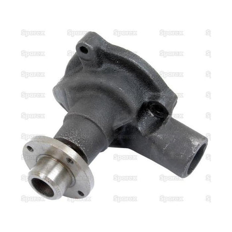 Close-up of the Sparex Water Pump Assembly (Supplied with Pulley) - S.66718, featuring a metal automotive part with a cylindrical protrusion and 4 Bolt Hole Flange. The background is white with faint, repeated "Sparex" logos.