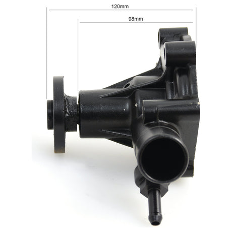 The Sparex Water Pump Assembly (Sparex Part No. S.67852) is a black mechanical component with two cylindrical ends and measurement labels indicating lengths of 120mm and 98mm, boasting an overall width of 160mm. Suitable for Bolens G152, this impeller is designed to deliver precise performance and reliability.