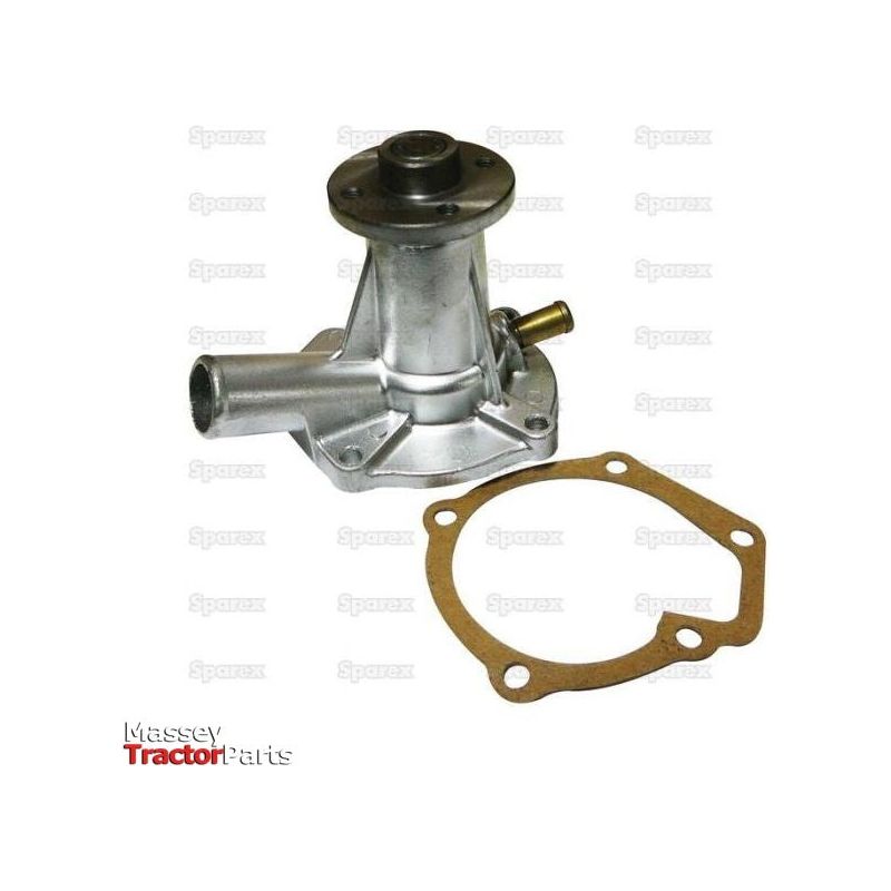 Metal automotive part, characterized by an attached base and circular opening next to a gasket, branded with Sparex logos. This Sparex Water Pump Assembly (Supplied with Pulley), identified by Part No. S.68492 and Tariff Code 8413308090, ensures easy identification for Massey Tractor Parts.