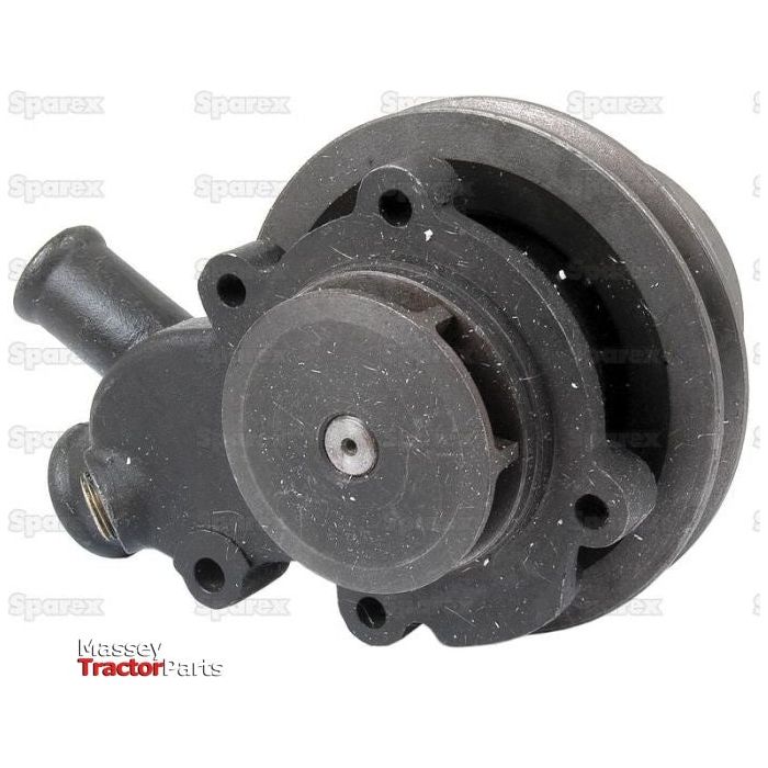 A black spare part labeled as Sparex, specifically the Water Pump Assembly (Supplied with Pulley) - S.48061, features a round base with several attachments and openings, likely an alternative to S.41593.