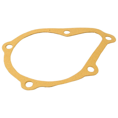 A light brown, oval-shaped gasket designed to fit International Harvester machinery, featuring four bolt hole openings, is part of the Sparex Water Pump Assembly (Supplied with Pulley), also known by Sparex Part No. S.57756.