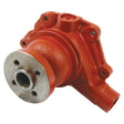 A red Sparex Water Pump Assembly (Supplied with Pulley) - S.57761, featuring visible mounting holes and a central metal shaft opening, compatible with a V-Style Pulley.