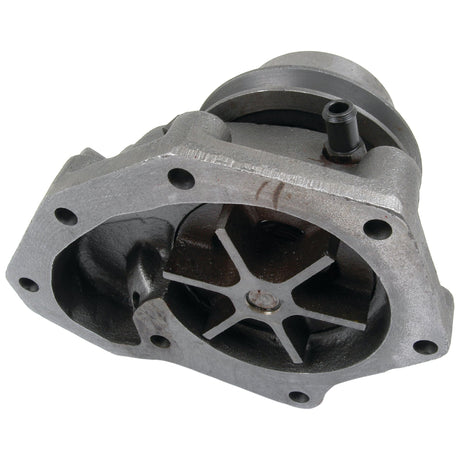 The Water Pump Assembly (Supplied with Pulley) - S.60439 by Sparex is a metal automotive water pump featuring a V-Style Pulley, several mounting holes, and an impeller visible inside.