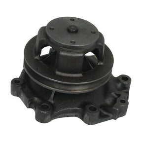 The Water Pump Assembly (Supplied with Pulley) - S.65018 from Sparex is a metal automotive water pump with a circular design, featuring multiple mounting holes on its base and a single groove half pump housing.