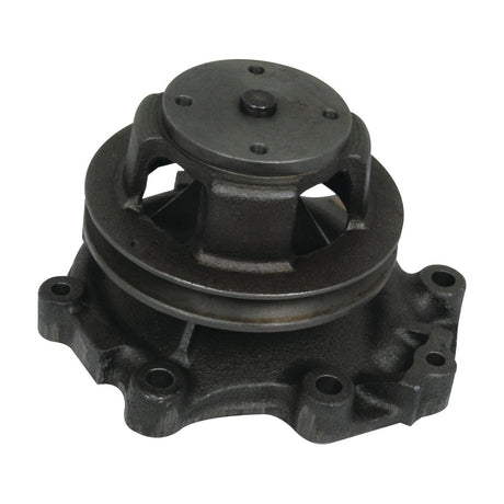 The Sparex Water Pump Assembly (S.65018) comes with a circular core, a Single Groove Half Pump Housing, and multiple mounting points on a flat base. It is ideal for Ford New Holland applications with a V-Style Pulley system.