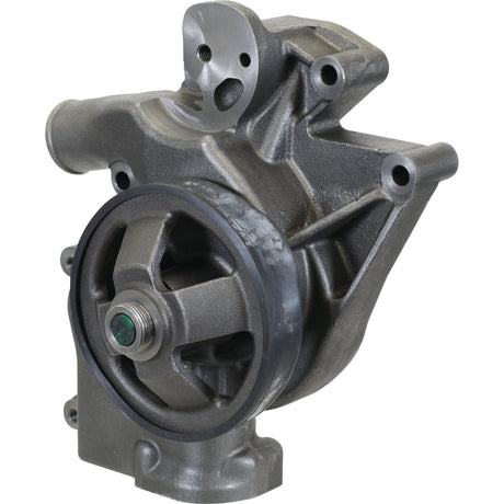 A metal mechanical component resembling a pump housing with a Poly-Vee Pulley and central bolt, likely part of an automotive system like the Water Pump Assembly (Supplied with Pulley) - S.67127 by Sparex.