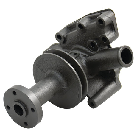 The Sparex Water Pump Assembly (Supplied with Pulley) - S.67833 is a grey metal automotive water pump featuring multiple connected ports, a flange at one end, and an impeller with a 70mm diameter.