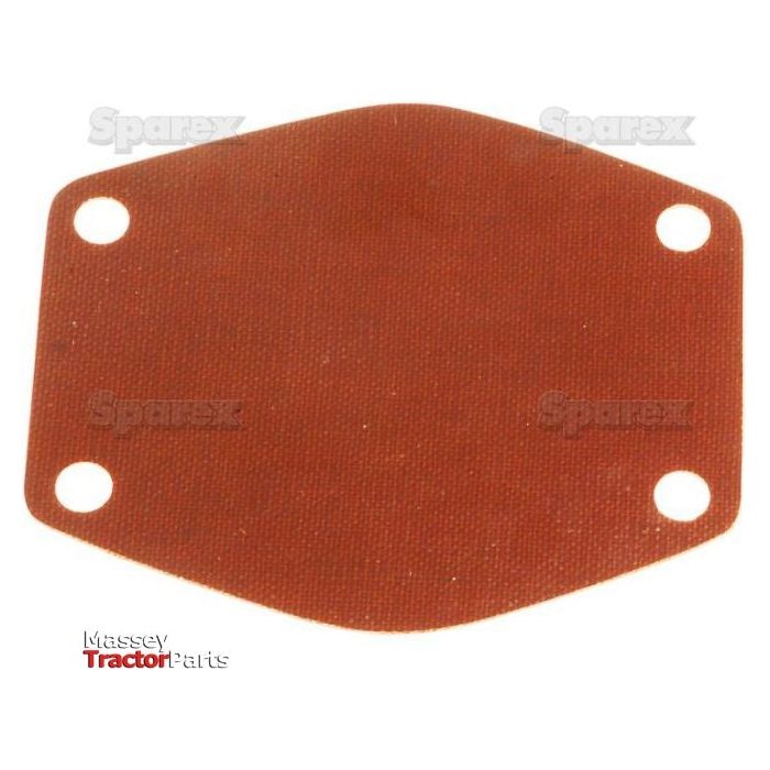 A red, rectangular water pump gasket with four evenly spaced holes near the corners. The image features text overlays from Sparex and Massey Tractor Parts, indicating its compatibility with Massey Ferguson's Perkins Engine. This product is identified as Water Pump Gasket | Sparex Part No.S.41349.