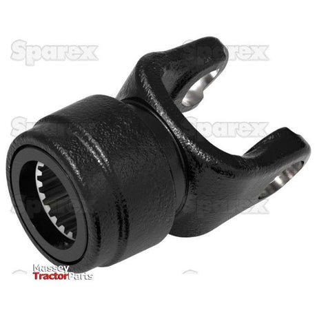 Close-up of a black mechanical component featuring the PTO Yoke - Quick Release with Auto Lock (U/J Size: 36 x 89mm), size 1 3/4''-20 Spline, seen against a white background with faint Sparex branding.
