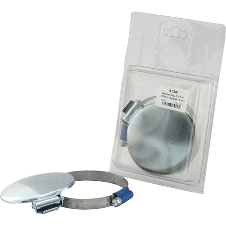 Packaging containing a Weather Cap, Ø 3 1/4'' (83mm), displayed beside its detached counterpart, complete with a Sparex Clip for added security. This product is an Agripak item with Sparex Part No.S.2281 from the brand Sparex.