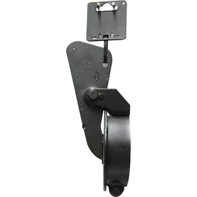 The Sparex Weather Cap - Counter Balanced (Sparex Part No. S.919782) features a black metal hinge mechanism with a 3 1/2" rectangular plate at the top and a rotating component at the bottom, designed to meet detailed product specifications.