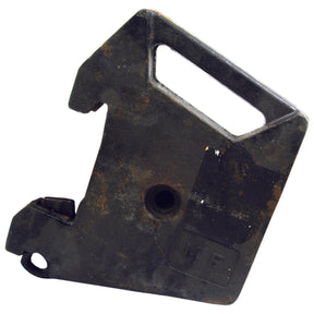 A heavy, rusted, irregularly-shaped metal object with a handle and a circular hole in the center. The letters "MF" are embossed on one side, indicating that this is a Front Weight - 27Kgs (Sparex Part No.S.42608) from Massey Ferguson, by Sparex.