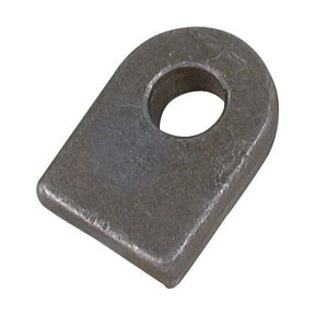 Close-up of the Sparex Weld On Gate Eye - Flat (Sparex Part No. S.55505) featuring a round hole Ø19mm (3/4'') near the center, a rectangular body with one rounded end, and a flat base—perfect for use as a gate eye.